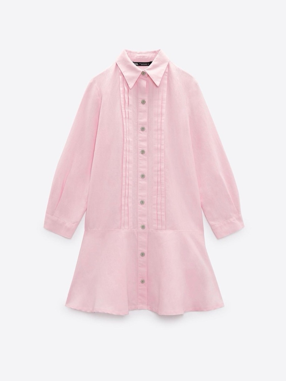 Zara Pink Button-Front Mini Shirt Dress